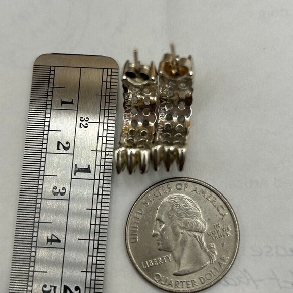 Rare Designer Artist Signed India Morgan Sawtooth Spike Silver Hoop Earrings - Picture 5 of 8